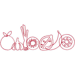 Redwork Fruit & Veggie Border 3