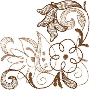 Sepia Floral Patterns Corner