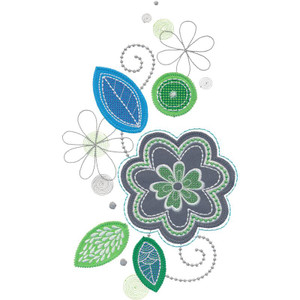 Large Oval Flowers & Leaves Applique