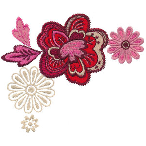 Blooming Flowers Corner Applique