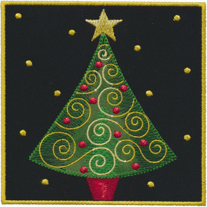 Tree with Swirls Tile Applique