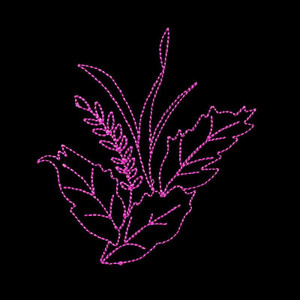 Midnight Poppy Leaves Linework 2