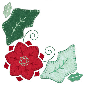 Christmas Flower Corner Applique