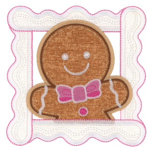 Gingerbread Man Square Applique