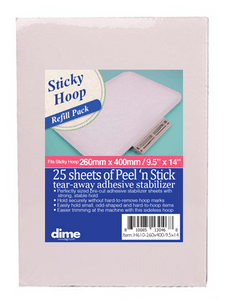 Sticky Hoop Pre-Cut Stabilizer - Peel N Stick - 9.5" x 14" or 260 x 400mm