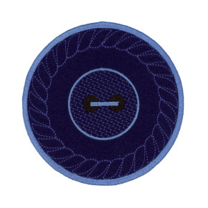 Blue Felt Button Coaster