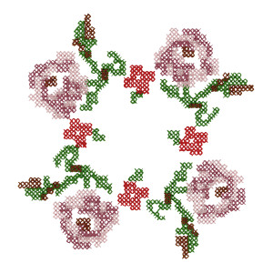 Cross Stitch Roses Block