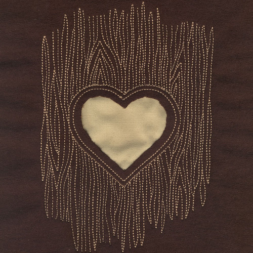 Woodgrain Reverse Applique Heart