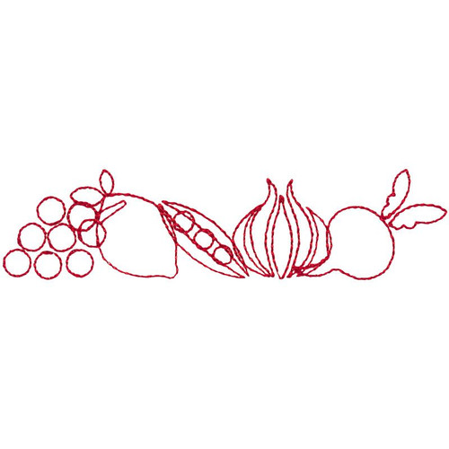 Redwork Fruit & Veggie Border 1