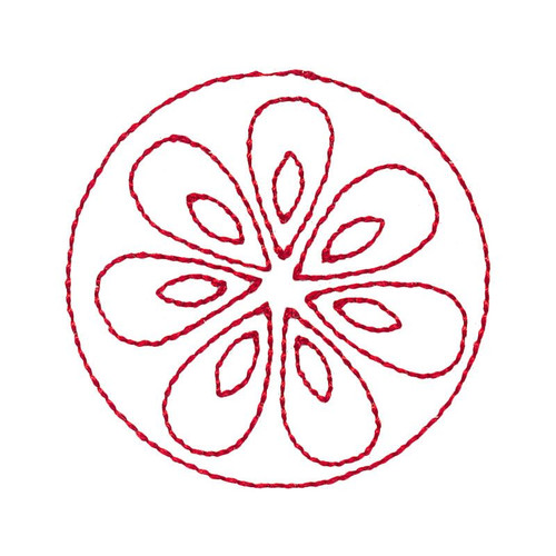 Redwork Grapefruit Slice