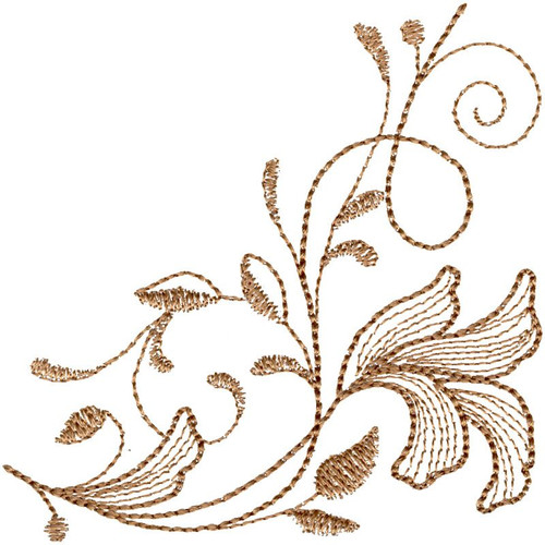 Sepia Floral Vine Corner