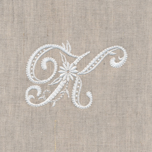 Whitework Monogram K