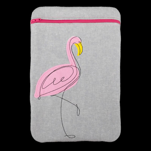 Flamingo Applique Zipper Pouch