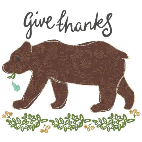 Give Thanks Bear Applique