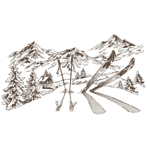 Winter Sketch Ski Cabin