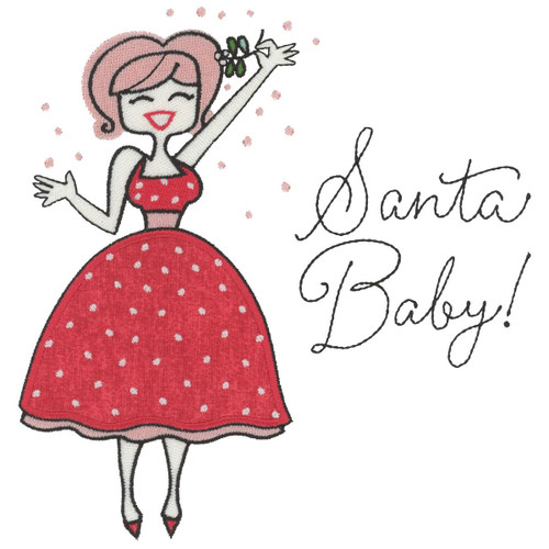 Retro Christmas Lady Applique 4