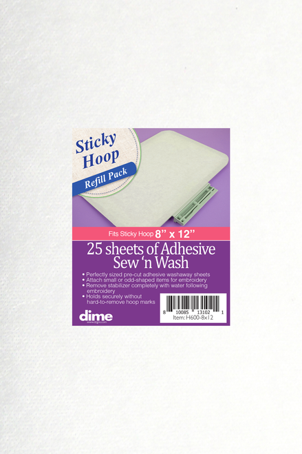Sticky Hoop Pre-Cut Stabilizer - Adhesive Sew N Wash - 8" x 12"