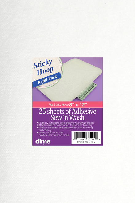 Sticky Hoop Pre-Cut Stabilizer - Adhesive Sew N Wash - 8" x 12"