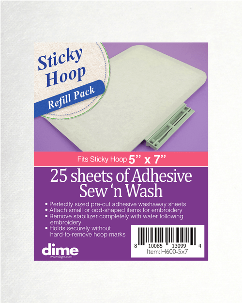 Sticky Hoop Pre-Cut Stabilizer - Adhesive Sew N Wash - 5" x 7"