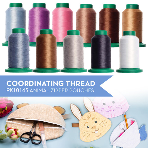 Animal Zipper Pouches PK10145 - Coordinating Thread