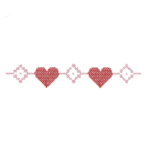 Cross Stitch Hearts Border