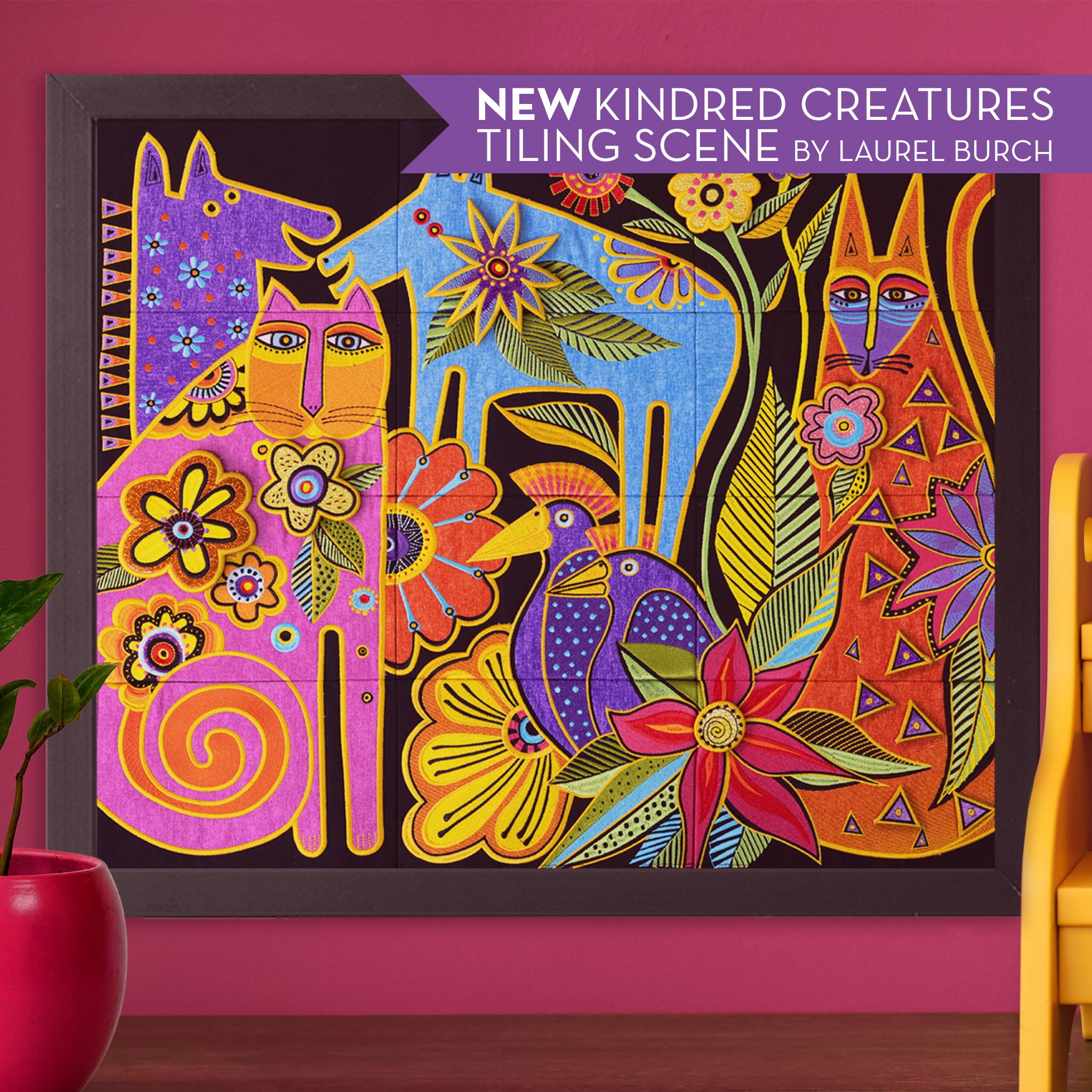 Kindred Creatures Tiling Scene by Laurel Burch