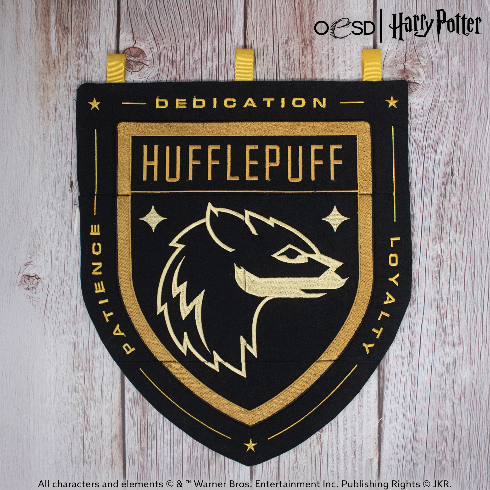 OESD Hufflepuff Tiled House Banner Embroidery Design, image size:2048x2048