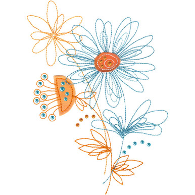 Doodle Applique Flowers 1 Glitz