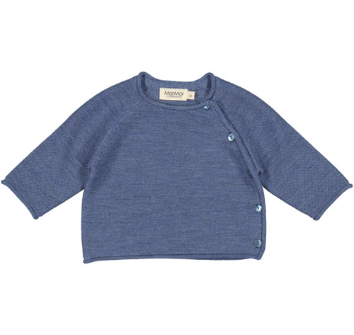 Toll Knitted Merino Sweater, merinoull - mid blue melange