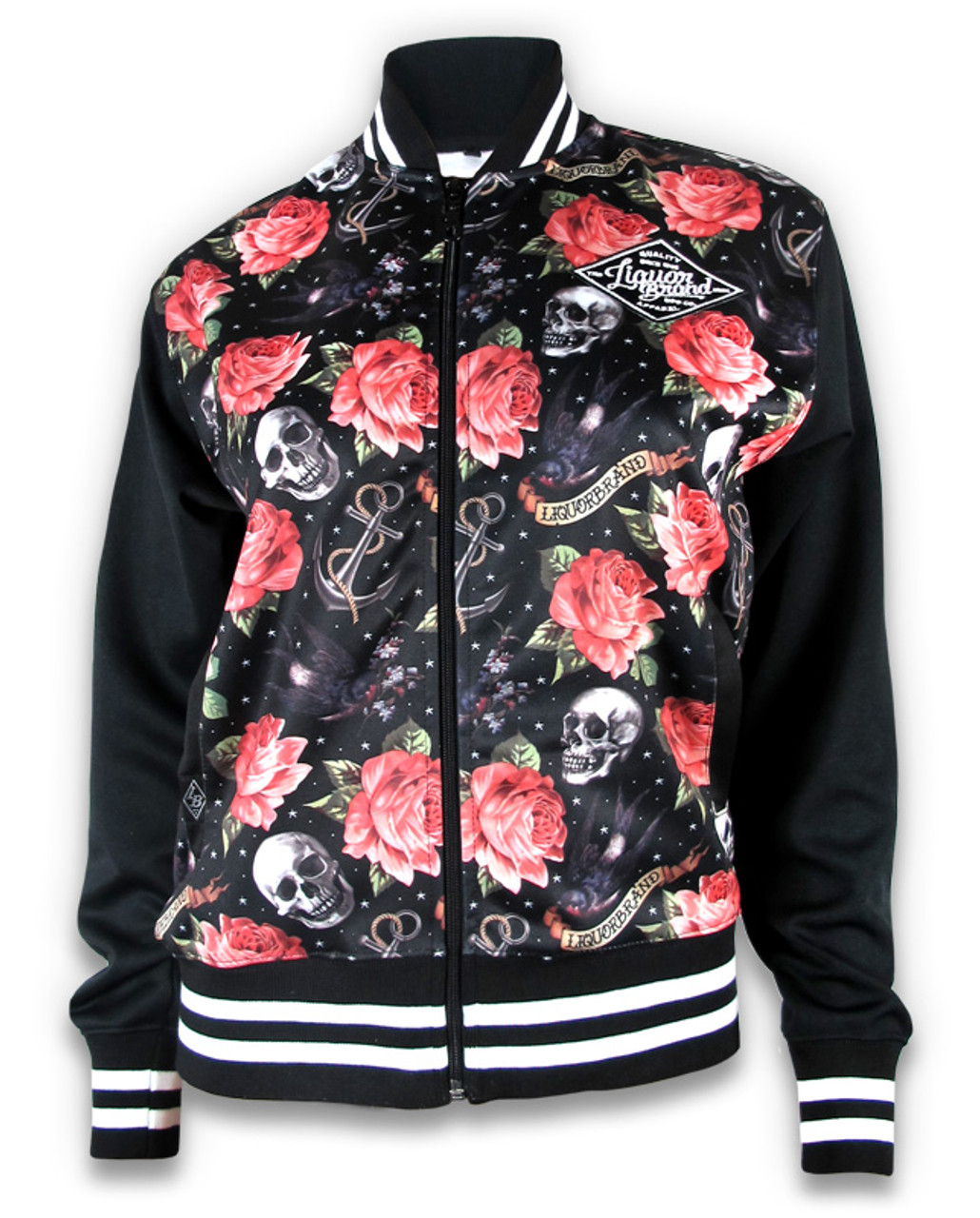 Liquor Brand Skull N Roses Black Jacket - Zone Rock