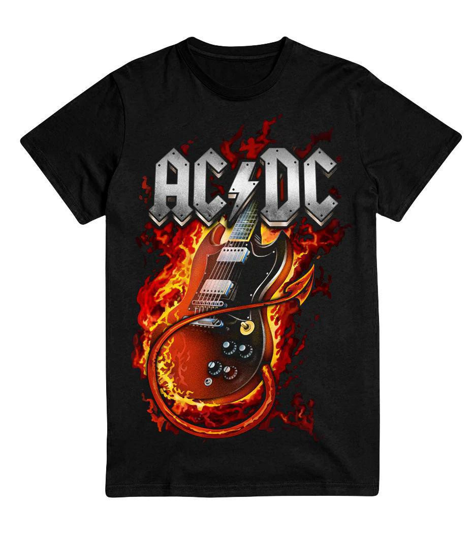 AC/DC Fire Flames Guitar T-Shirt - Zone Rock