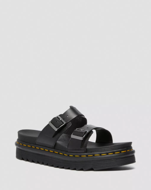 [最終値下げ] Dr. Martens Myles Sandals UK 8 Dr. Martens Myles Brando Leather Buckle Slide Sandals - Zone Rock