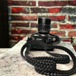 Black lambskin Leather Braided hand made camera strap