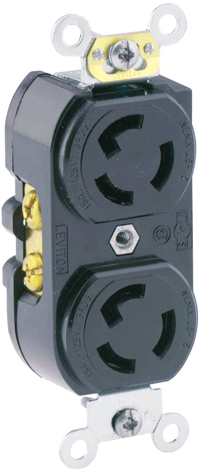 Leviton 4700 - 15 Amp, 125 Volt 2 Pole Duplex Locking Receptacle