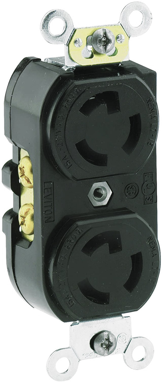 Leviton 4750 - 15 Amp, 277 Volt 2 Pole Duplex Locking Receptacle