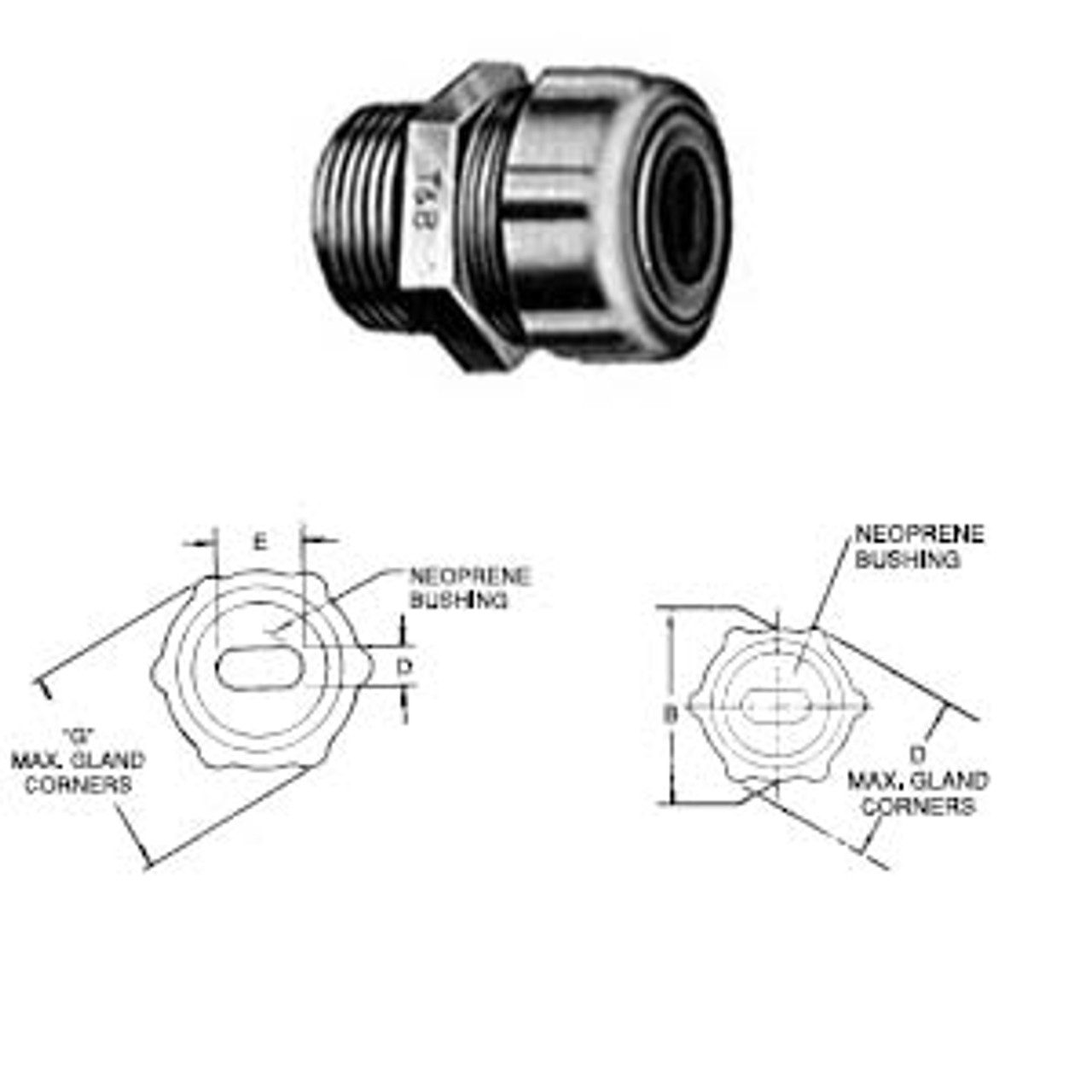 T&B 2434 - 1in (Max: .555 x .800, Min: .430 x .675) Watertight Connector for Oval Cable