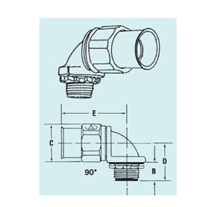 Appleton STNM9050 - 1/2" Liquidtight STNM Type A Flexible Nonmetallic Conduit Connector (90)