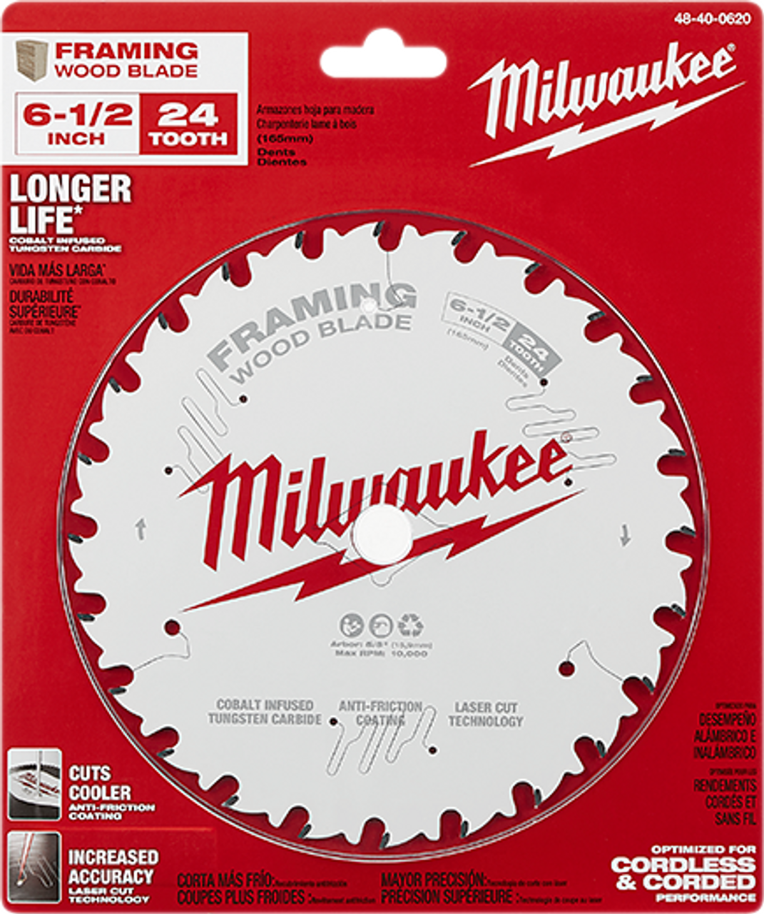 Milwaukee 48-40-0620  Circular Saw Framing Blade 6-1/2" 24T