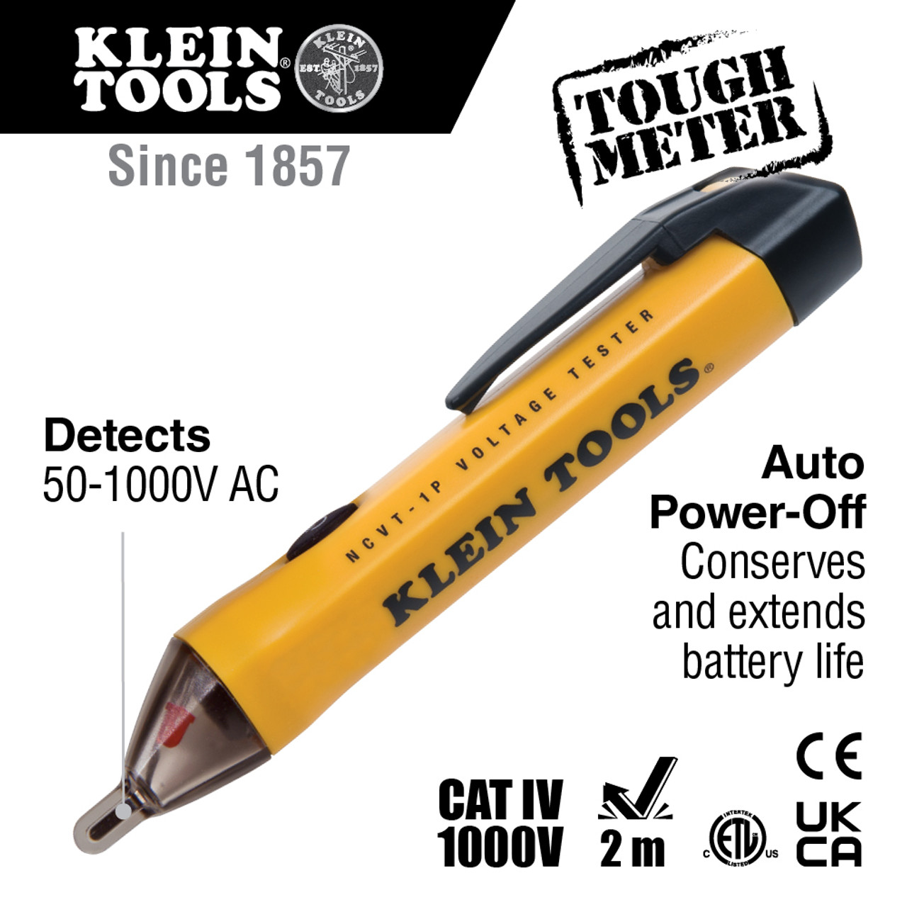 Klein Tools NCVT-1P Non-Contact Voltage Tester Pen, 50 to 1000V AC