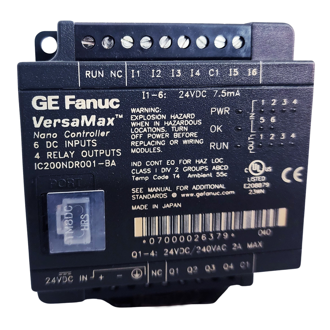 GE FANUC IC200NDR001-BA VERSAMAX NANO PLC 6 DC INPUTS/ 4