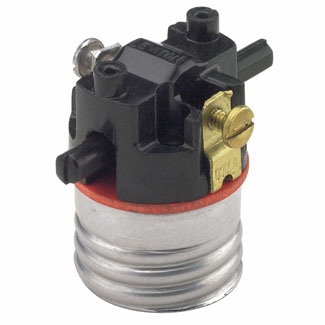 Leviton 7080M - Medium Base Interior Only, Shell Incandescent Lamp-holder, Push-Through, Single Circuit
