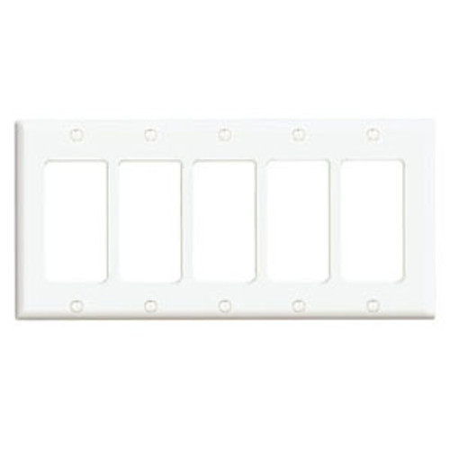 Leviton 80423-W - 5-Gang Decora/GFCI Device Wallplate