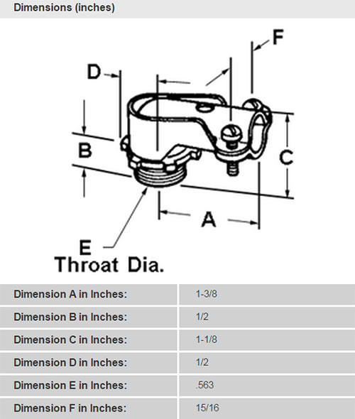 Bridgeport 801 - 3/8in Malleable Iron 90 Flexible Metal Conduit Connector