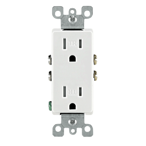 Leviton T5325-W - 15A Decora Tamper Resistant Duplex Receptacle 5-15R 125V