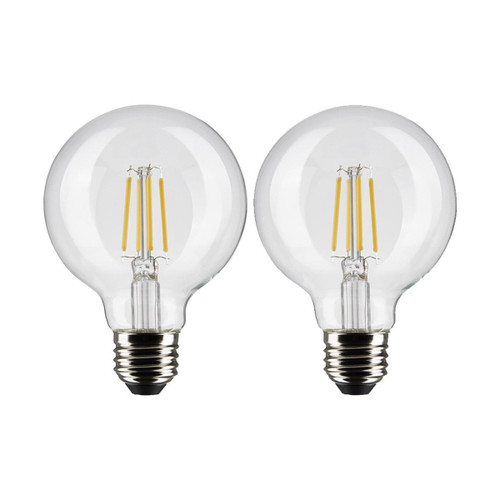 Satco LED Filament Bulb - 4.5W - G25 - 40W INC Equal - 350 Lumens - 2700K - Clear Finish - Pack Of 2