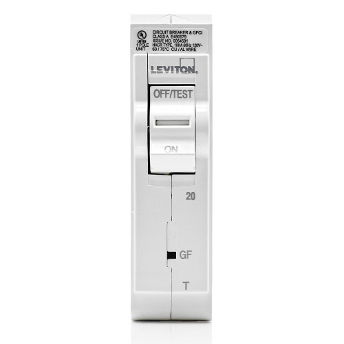 LEVITON 20A 1-Pole GFCI Thermal Magnetic Branch Circuit Breaker LEVITON 20A 1-Pole GFCI Thermal Magnetic Branch Circuit Breaker