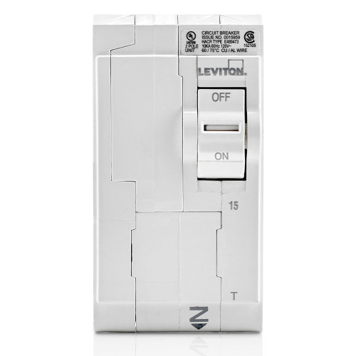 LEVITON 15A 2-Pole Standard Thermal Magnetic Branch Circuit Breaker