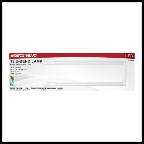 Satco S18413 11.5/13/15 Wattage Selectable T8 U-Bend LED