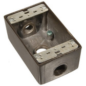 MORRIS Weatherproof Box 36024 - One Gang 18.3 Cubic Inch Capacity - 3 Outlet Holes 3/4" Bronze