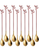 Long 7.4inch Leaf Handle Teaspoon, pink and gold stainless